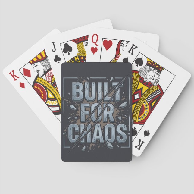 Built For Chaos Distressed Stone Typography Playing Cards (Back)