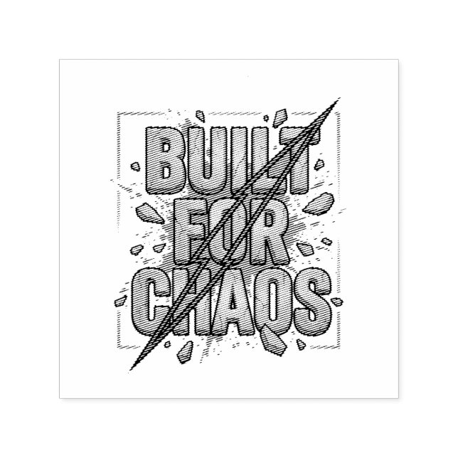 Built For Chaos Distressed Stone Typography Self-inking Stamp (Design)