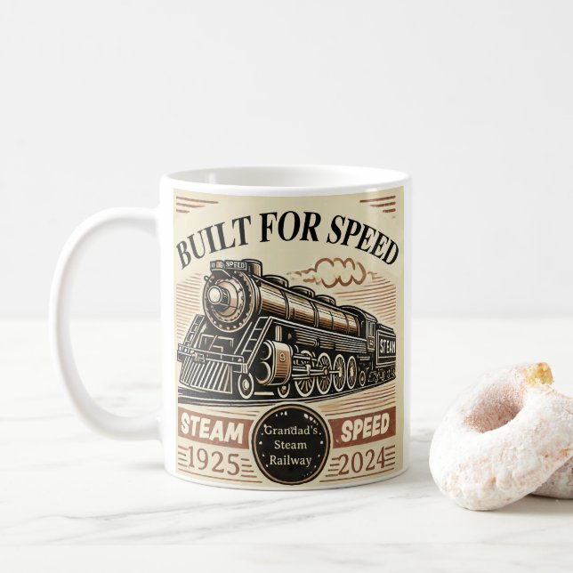 Built for Speed – Customizable Steam Train  Coffee Mug (With Donut)