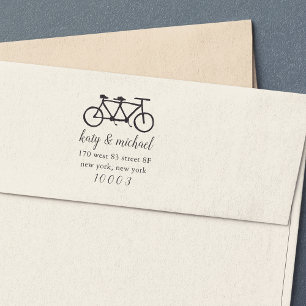 Built For Two   Tandem Bicycle Return Address Self-inking Stamp