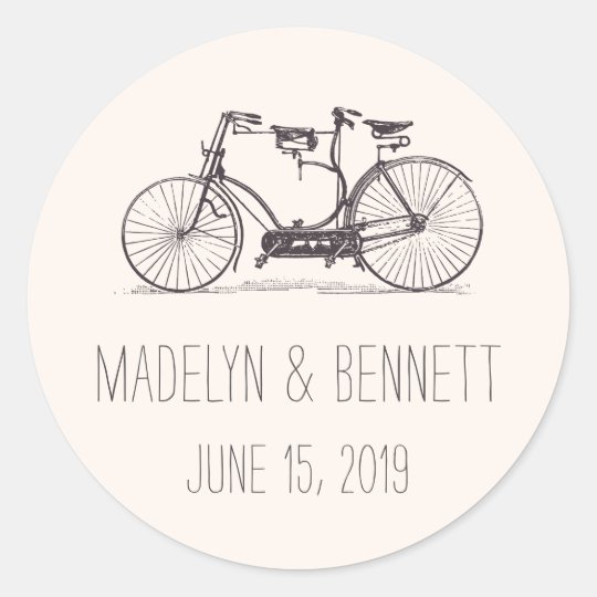 Built for Two | Vintage Tandem Bicycle Wedding Classic Round Sticker