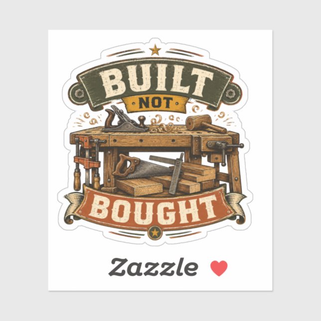 Built Not Bought Woodworking Sticker (Sheet)