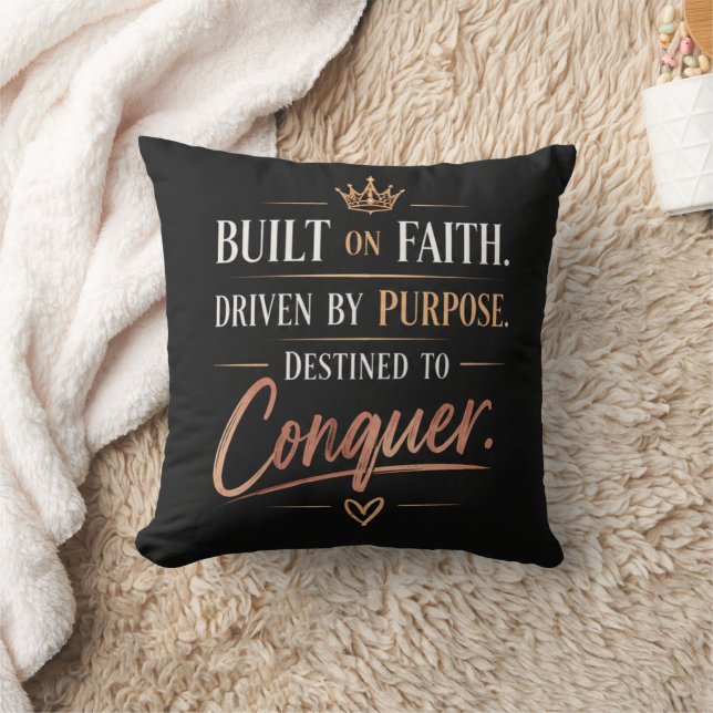 Built on Faith Driven by Purpose Motivational  Throw Pillow (Blanket)