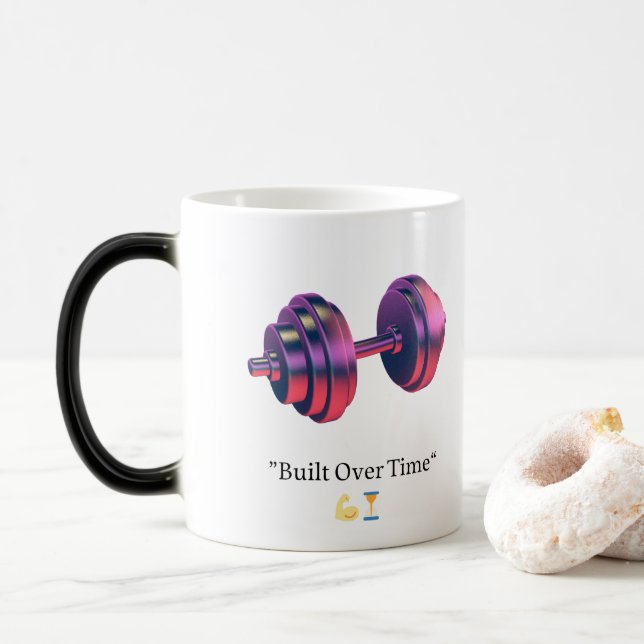 Built Over Time Motivational Dumbbell Coffee Mug – (With Donut)