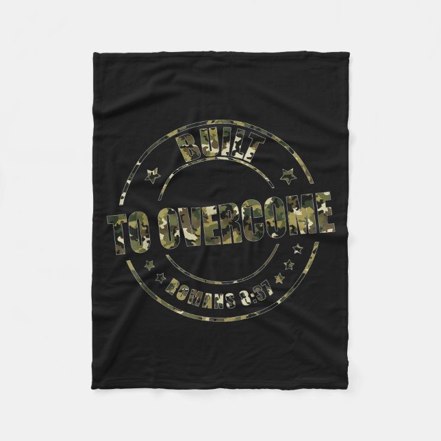 Built To Overcome Camo Christian Workout Scripture Fleece Blanket (Front)