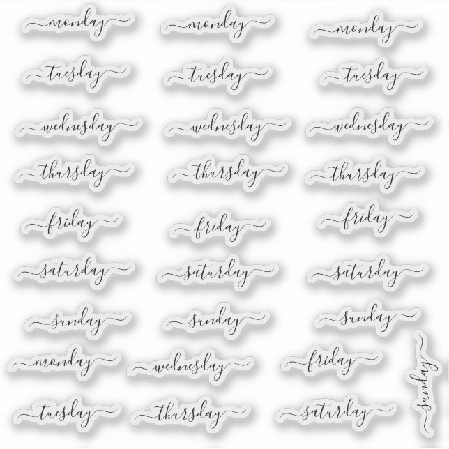 BuJo autocollants jour - 4 semaines - transparent. (Devant)