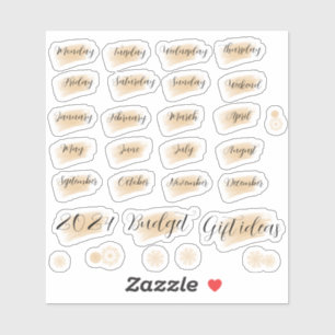 Bujo planner days & months orange stickers