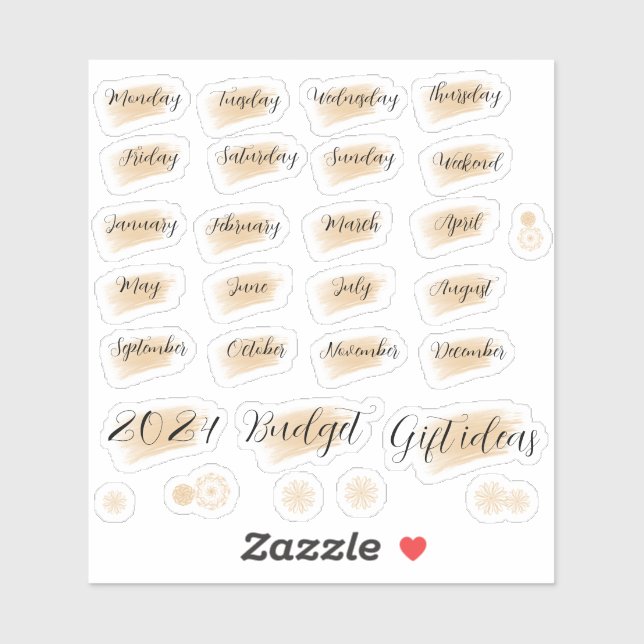 Bujo planner jours & mois stickers orange (Feuille)