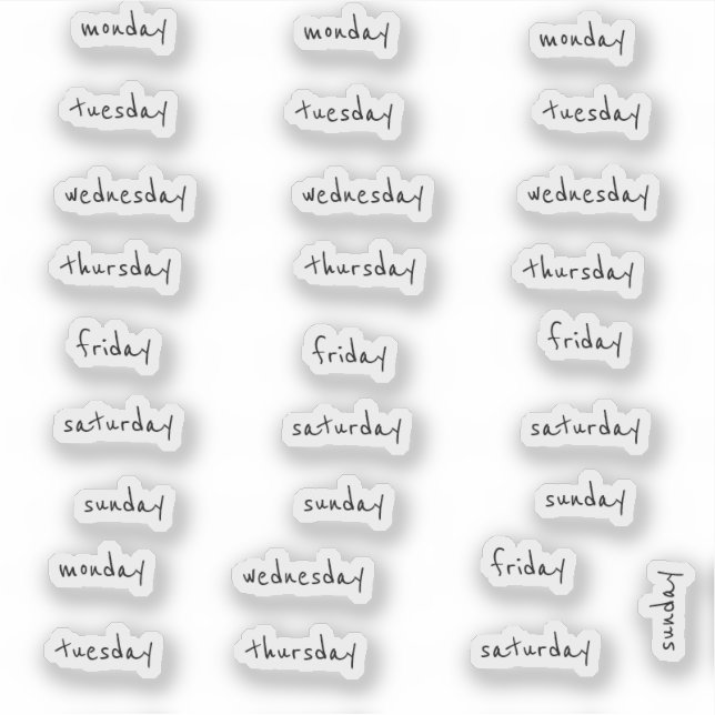 BuJo stickers jour petit - 4 semaines - transparen (Devant)