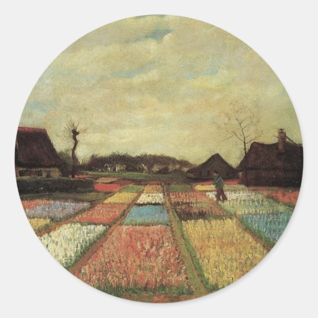 Bulb Fields by Vincent van Gogh. Classic Round Sticker (Front)