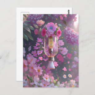 Bulb in flowers, Postcrossing Postcard