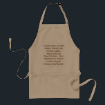 Bulbes! Funny Yiddish Potatoes Song Standard Apron<br><div class="desc">Yiddish song lyrics: Sunday potatoes,  Monday potatoes,  Tuesday and Wednsday potatoes,  Friday more potatoes!  Shabbat for a change,  a potato pudding,  Sunday left-over potatoes!</div>