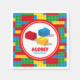 Bulding Block Build and Play Colourful Birthday Napkin