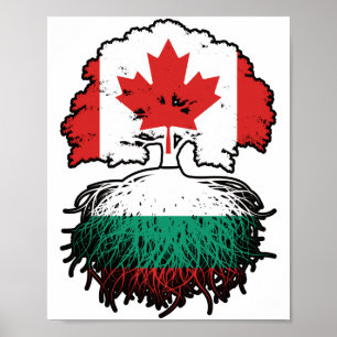 Bulgaria Bulgarian Canadian Canada Tree Roots Flag Poster