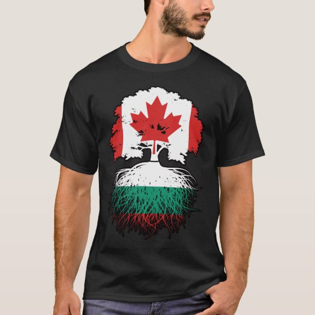 Bulgaria Bulgarian Canadian Canada Tree Roots Flag T-Shirt (Front)