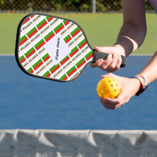 Bulgaria Bulgarian Flag Tiled Black Personalizatio Pickleball Paddle