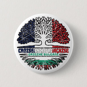 Bulgaria Bulgarian French France Tree Roots Flag 2 Inch Round Button