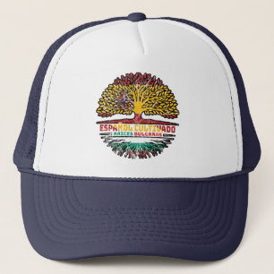 Bulgaria Bulgarian Spain Spanish Tree Roots Flag Trucker Hat