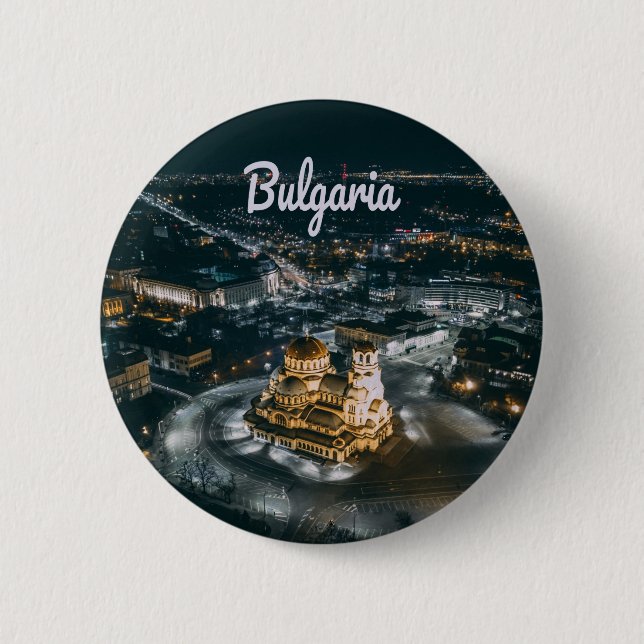 Bulgaria Capital Sofia Alexander Nevsky Cathedral 2 Inch Round Button (Front)