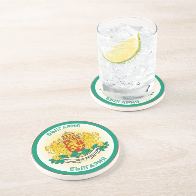 Bulgaria Coat of Arms Circle Shape  Coaster (Side)