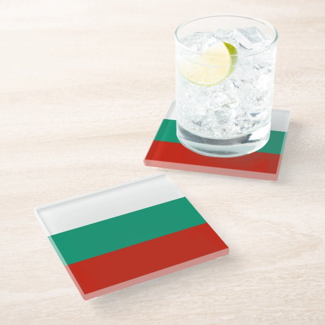 Bulgaria flag glass coaster (Angled)