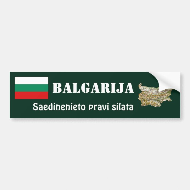 Bulgaria Flag + Map Bumper Sticker (Front)