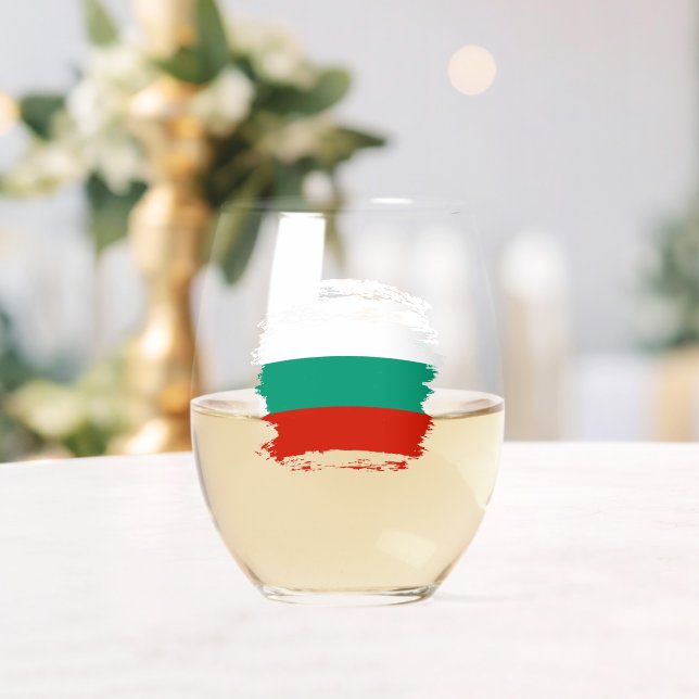 Bulgaria flag stemless wine glass (Insitu (Wedding))