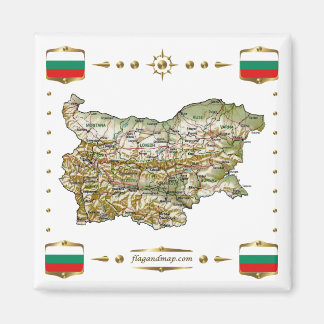Bulgaria Map + Flags Magnet