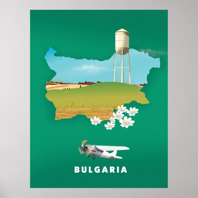 Bulgaria map travel print (Front)