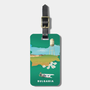Bulgaria map travel print luggage tag