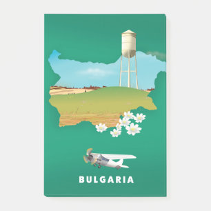 Bulgaria map travel print post-it notes
