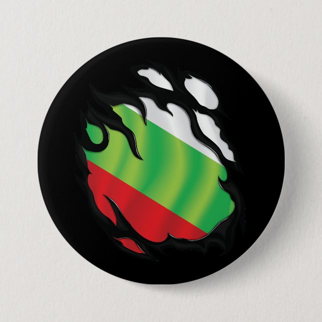 Bulgaria Ripped Flag 3 Inch Round Button (Front)