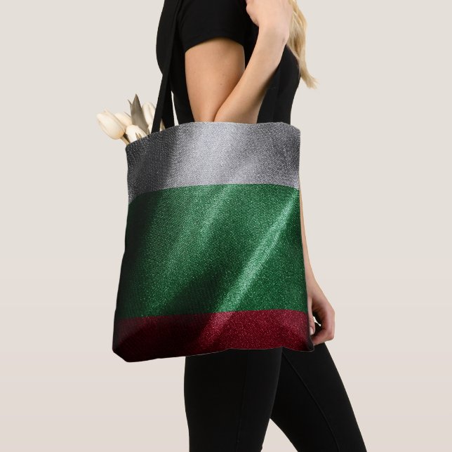 Bulgaria silk flag tote bag (Close Up)