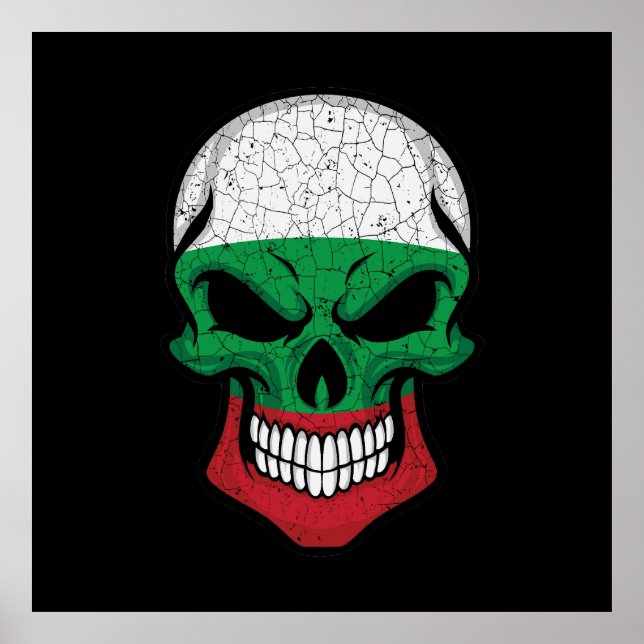 Bulgaria Smiling Skull Flag Poster (Front)
