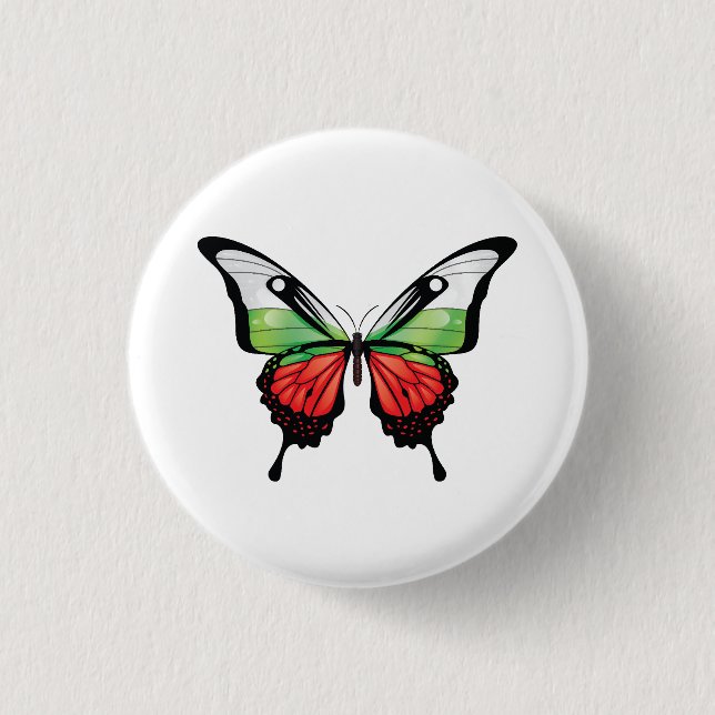 Bulgaria Swallowtail Butterfly Flag Sticker 1 Inch Round Button (Front)