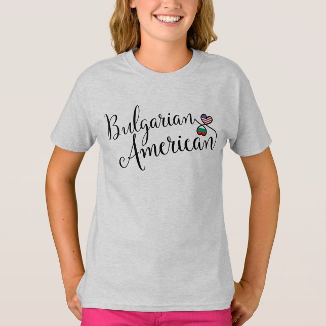 Bulgarian American Entwinted Hearts Tee Shirt (Front)