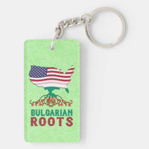 Bulgarian American Roots Keychain