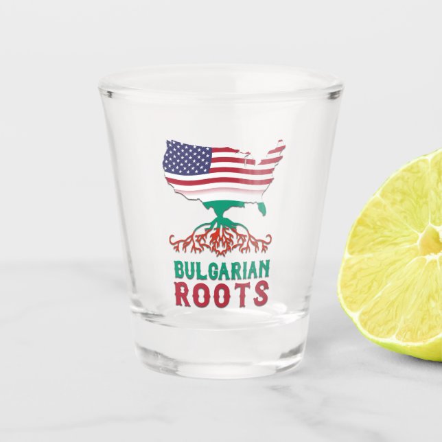 Bulgarian American Roots Shot Glass (Front)