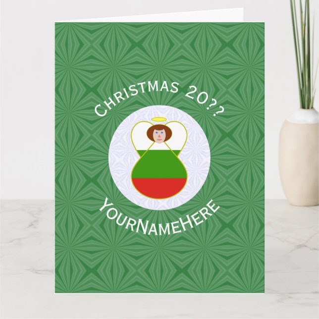 Bulgarian Angel Christmas Flag Personalized  Card (Front)