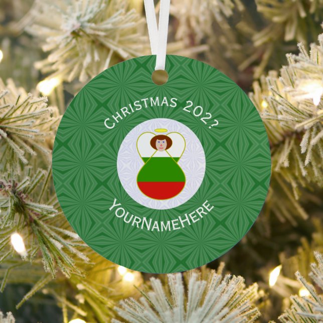 Bulgarian Angel Christmas Flag Personalized  Metal Ornament (Insitu)