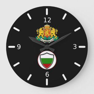 Bulgarian flag-coat arms large clock