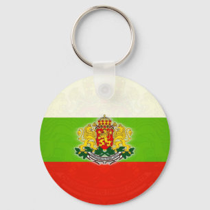 Bulgarian Flag with Coat of Arms Keychain