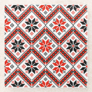 Bulgarian Flower Pattern Glass Coaster