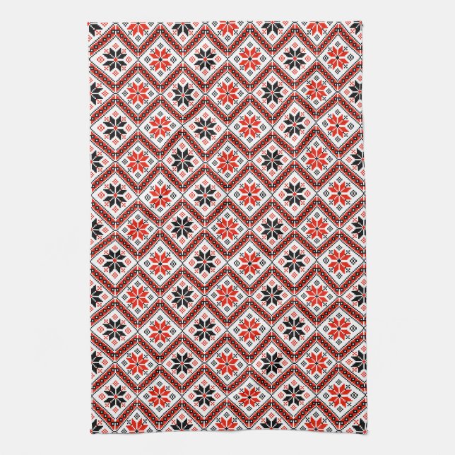 Bulgarian Flower Pattern Kitchen Towel (Vertical)