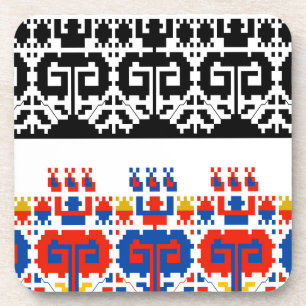 Bulgarian folk art pattern coaster