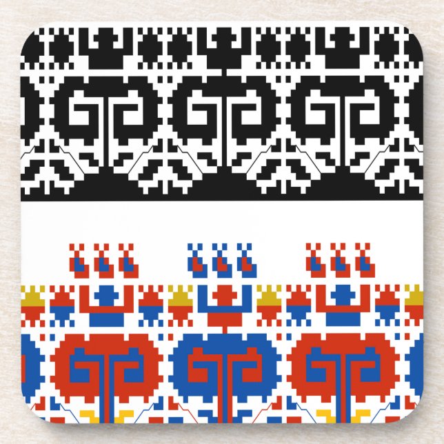 Bulgarian folk art pattern coaster (Front)