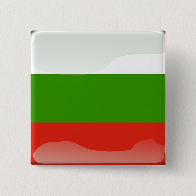 Bulgarian glossy flag 2 inch square button (Front)