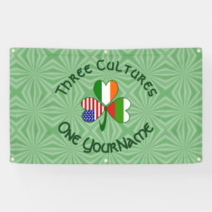 Bulgarian Irish American Shamrock Flag Personalize Banner