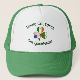 Bulgarian Irish American Shamrock Flag Personalize Trucker Hat