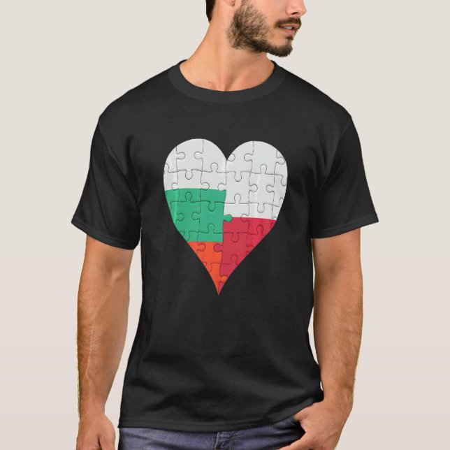 Bulgarian Polish Flag Heart T-Shirt (Front)